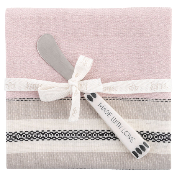 Lilac Lisbon tea towel with spreader 