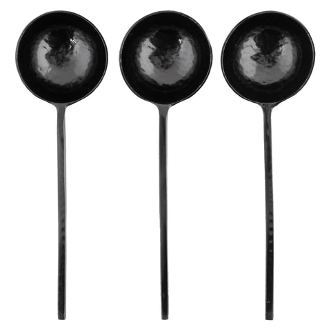 Black metal spoons