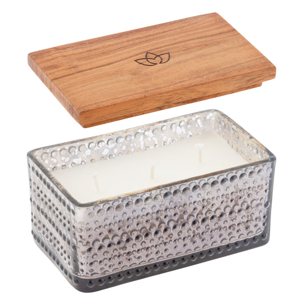 Silver Tobacco and Bayleaf Rectangle Hobnail Candle
