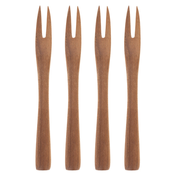 Bali teak fruit forks set of 4