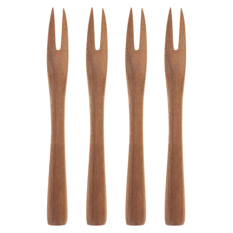 Bali teak fruit forks set of 4