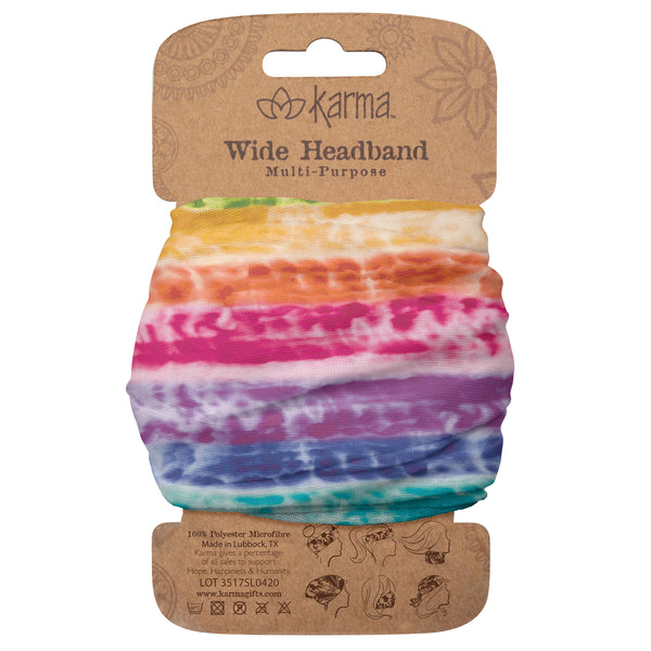 Rainbow Tie Dye Wide Headbands Packaged View