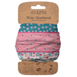 Teal Split Floral Wide Headbands Packaged View