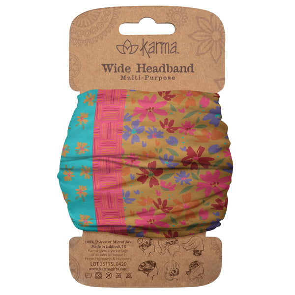 Apricot Split Floral wide headbands packaged view