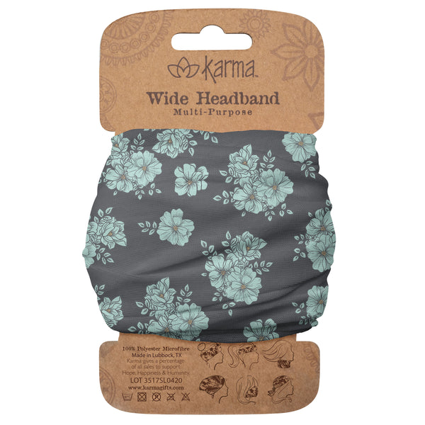 Blue Floral Wide Headbands Packaged View
