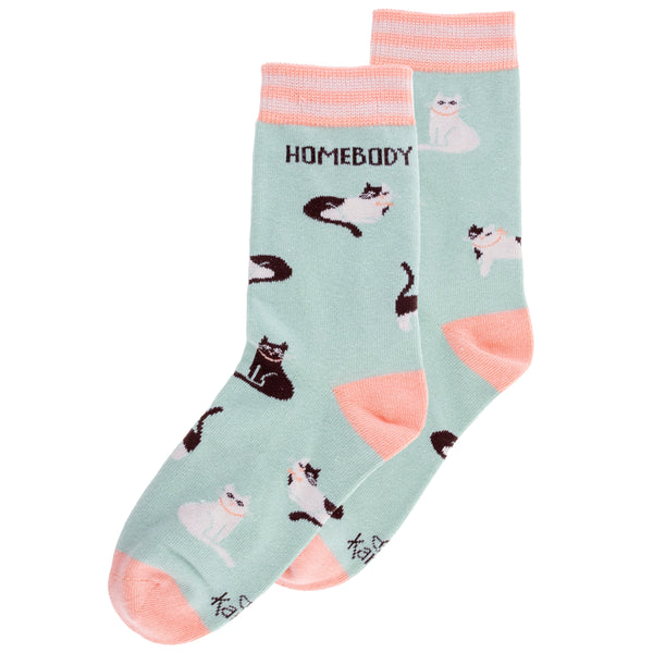 Homebody cat crew socks
