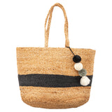 Black Stripe Jute Beach Bag