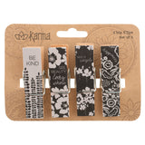 Black Floral Chip Clips