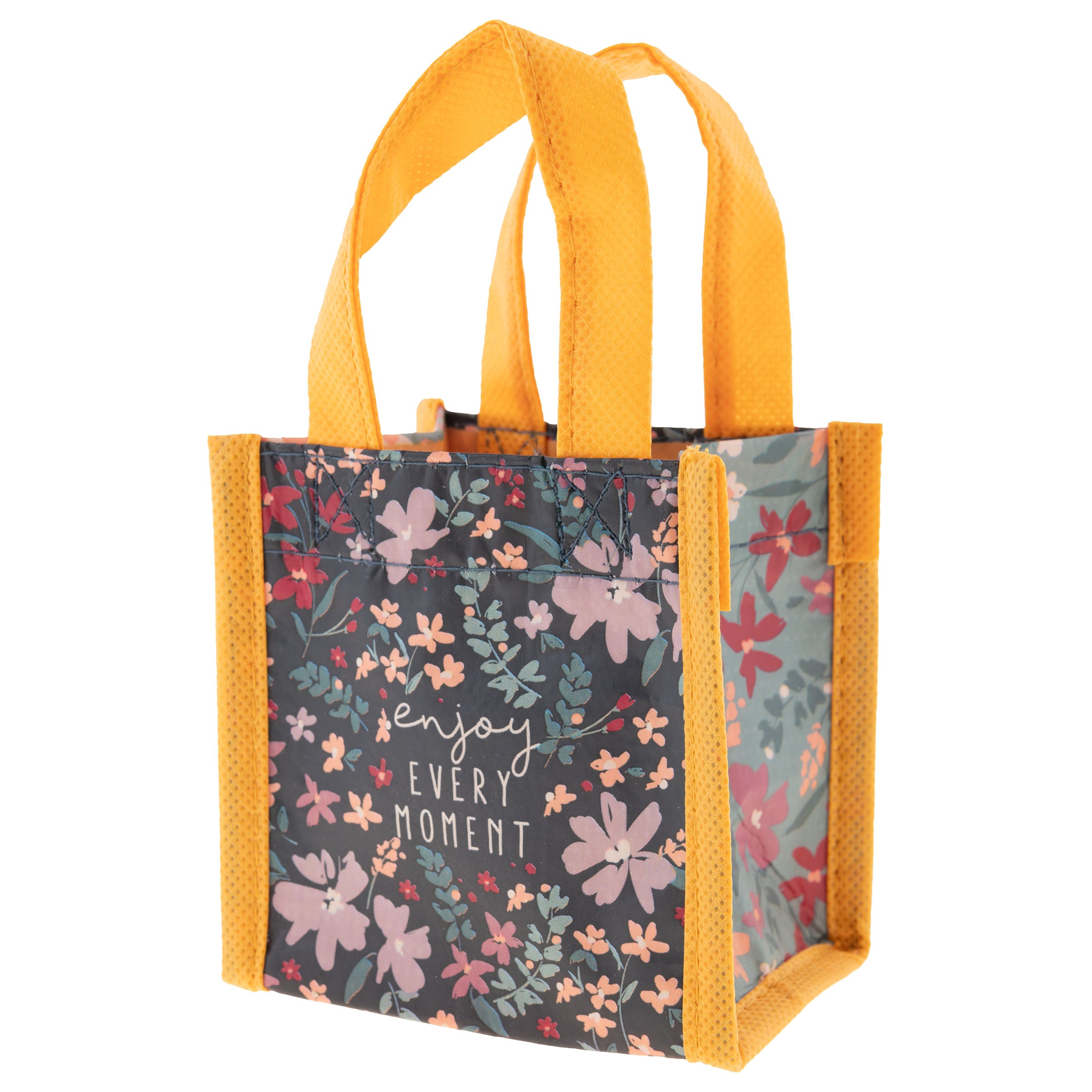 Flower Illustration Canvas Tote Bag (Yellow / Blue / Olive