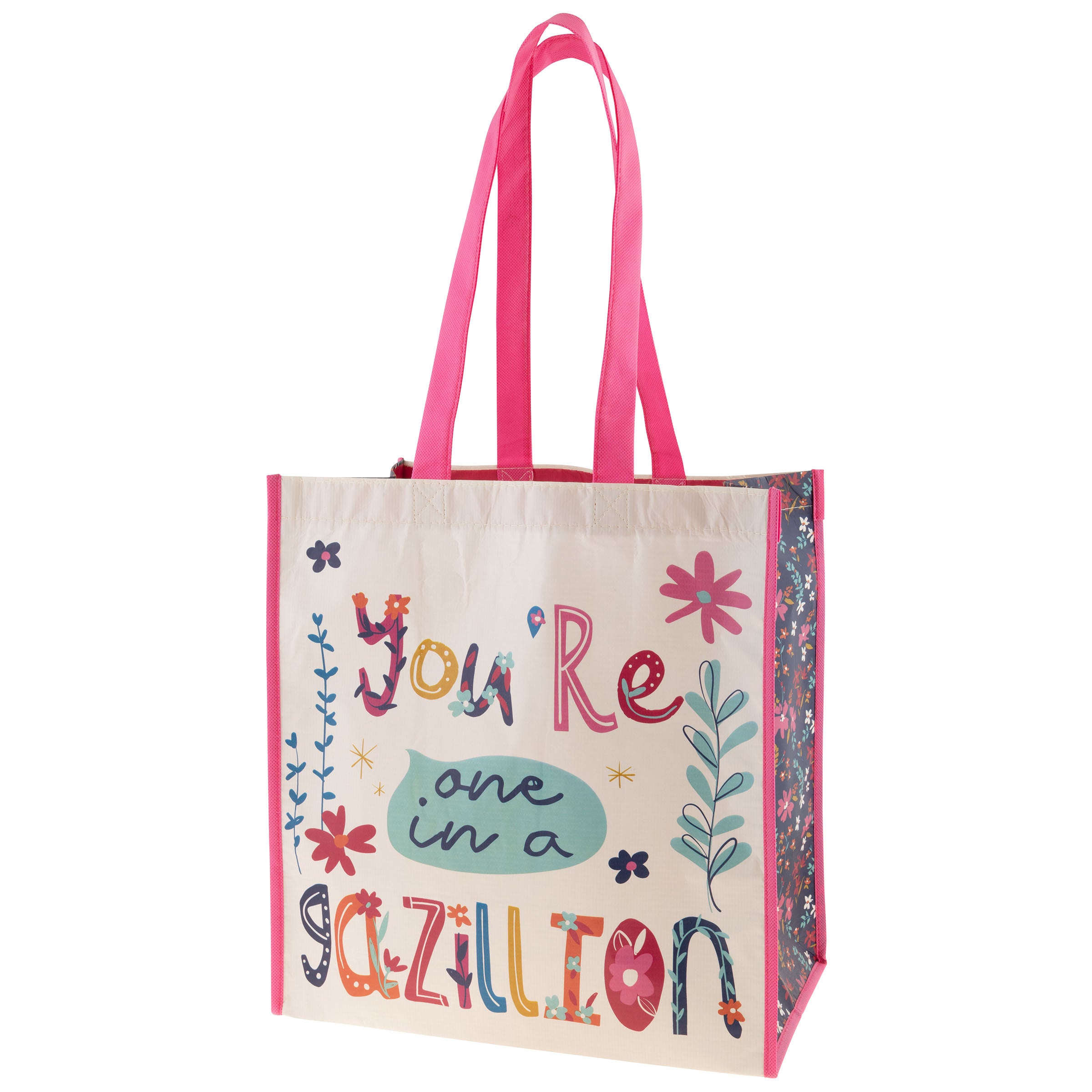 Reusable Pink Shopping Bag Tote Carryall Zip Close Plastic Bag Plus Symbol