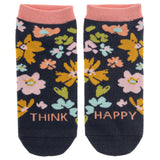 Navy floral ankle socks front view