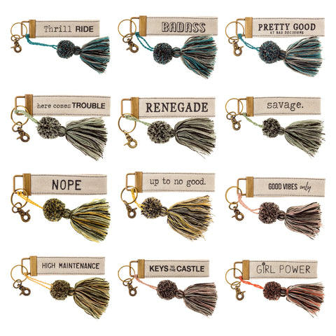 Canvas tassel keychain assortment variables view