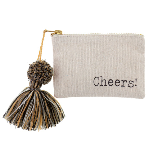 Cheers canvas tassel card holder 