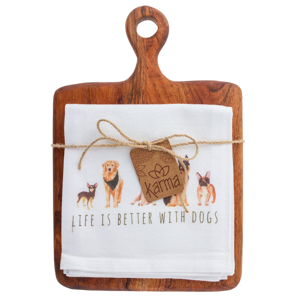 Dog Cotton Tea Towel w/ Cutting Board