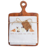 Cat Cotton Tea Towel w/ Cutting Board
