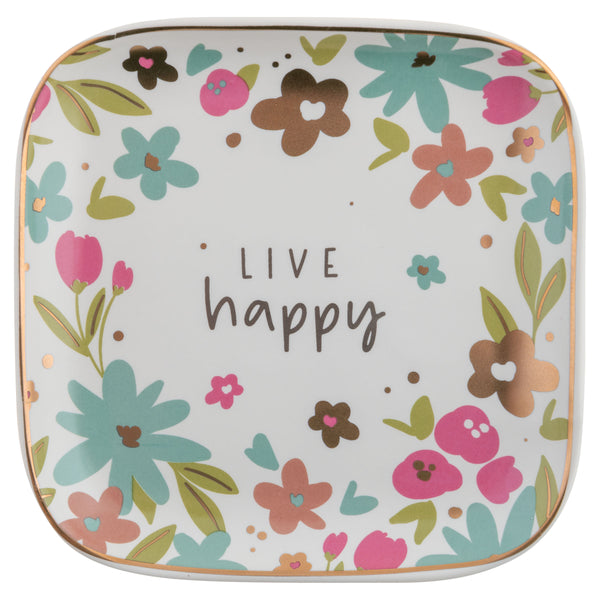 Live Happy Flora Square Trinket Trays Large