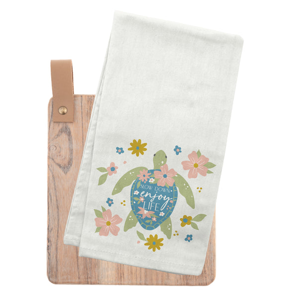 Turtle Flora Tea Towel With Cutting Board