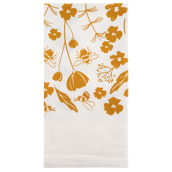 Bee block print tea towel 