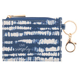 Blue shibori zip ID holder