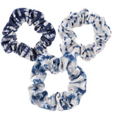 Indigo Blue Velvet Scrunchies - 3 Pack