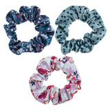 Dark Navy Floral Velvet Scrunchies - 3 Pack