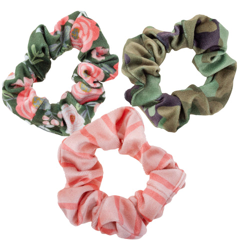 Camo Velvet Scrunchies - 3 Pack