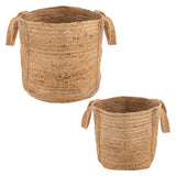 Natural braided jute baskets set of 2