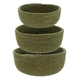 Dark olive woven mini bowls