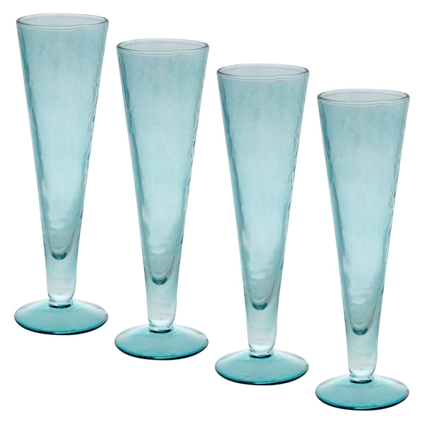 Teal Catalina champagne flute set