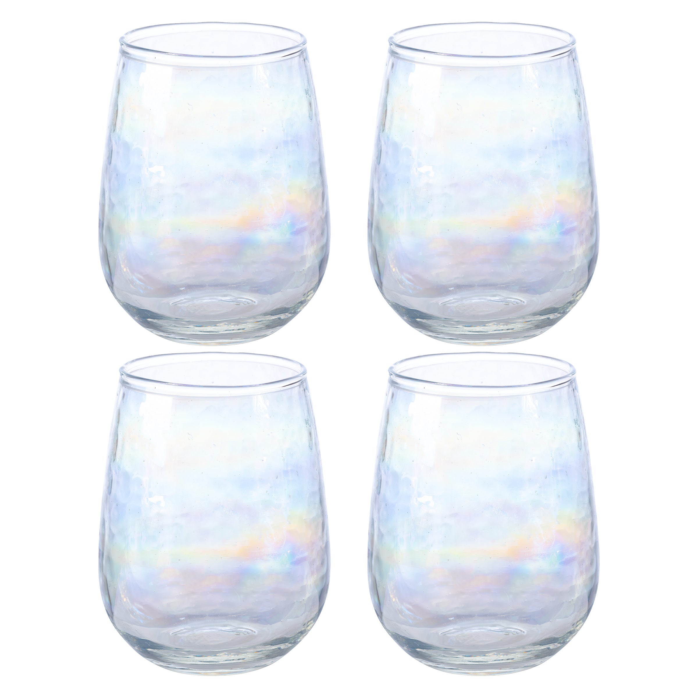 Seashore Assortment - Etched Stemmed Wine Glasses - Set of Four