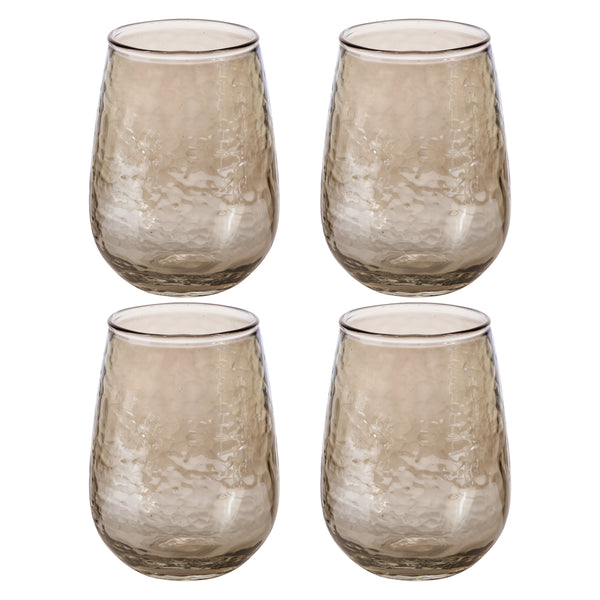 Amber Catalina Stemless Wine Glass set of 4