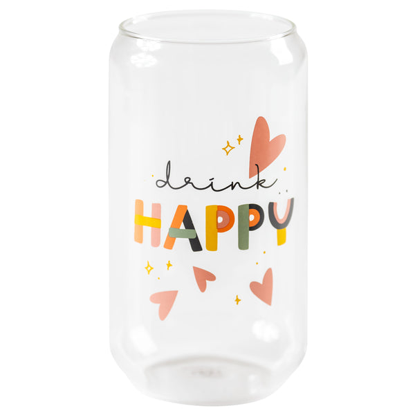Drink happy beer can glass