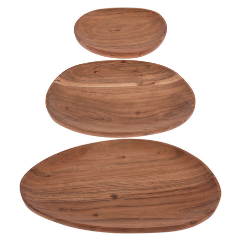 Natural organic Wood Trays Set of 3