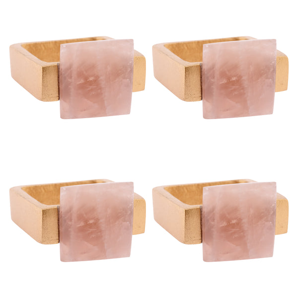 Rose quartz/gold napkin rings