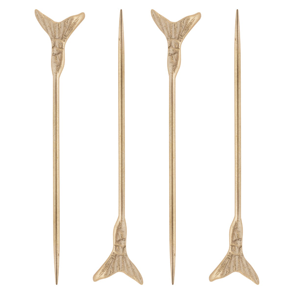 Gold mermaid tail cocktail picks
