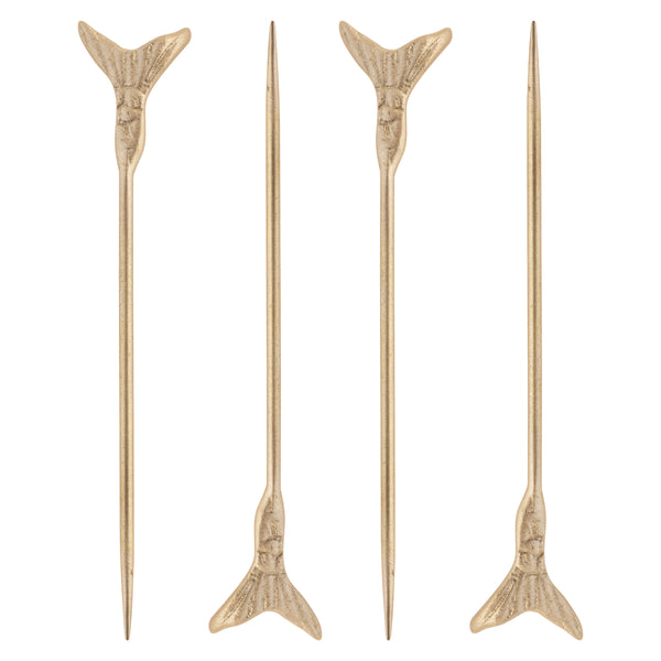 Gold mermaid tail cocktail picks