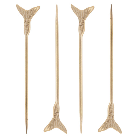 Gold mermaid tail cocktail picks