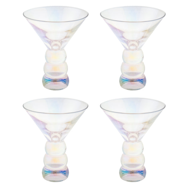 Clear iridescent Lexi collection martini glass set