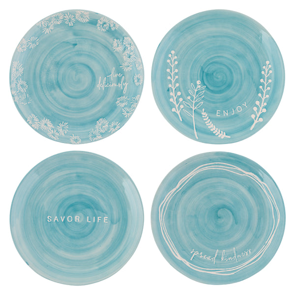 Teal AI Fresco dessert plate set of 4