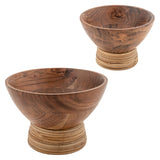 Acacia wood boardwalk footed bowls