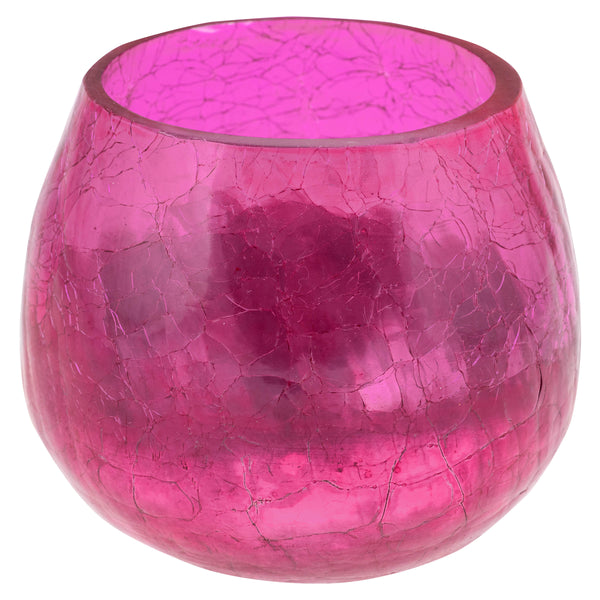 Pink crackle glass votive