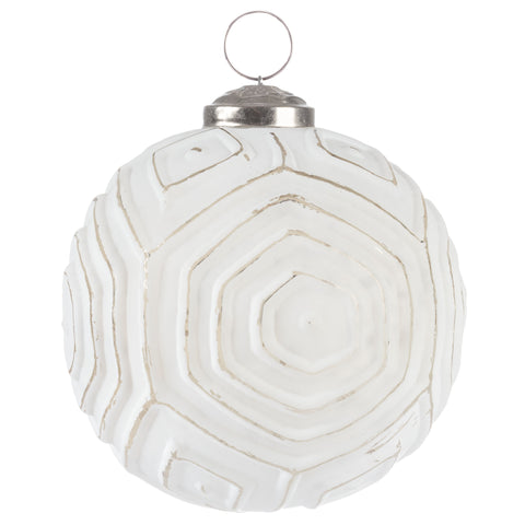 White Round Geometric Glass Ornament