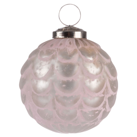 Blush Scalloped Glass Ornament