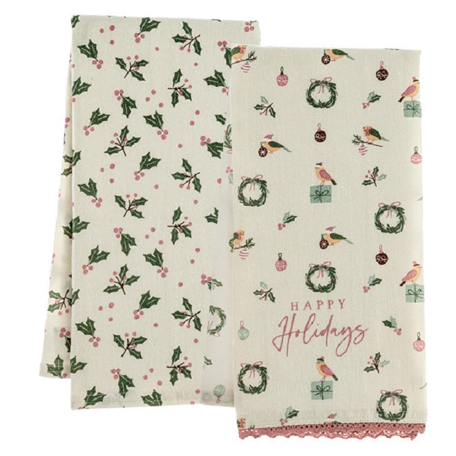 Chrysanthemum Flour Sack Towel - Floral Tea Towels - Pink