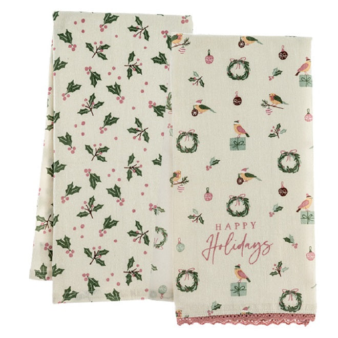 Decorative Flour Sack Tea Towels and Hot Pad Sets