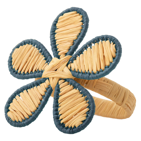 Blue Raffia Floral Napkin Ring