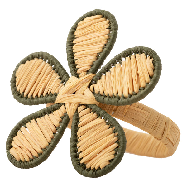 Green Raffia Floral Napkin Ring