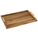 Natural Wood Tray With Brass Handles