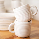 White Sedona Ribbed Mugs stacked